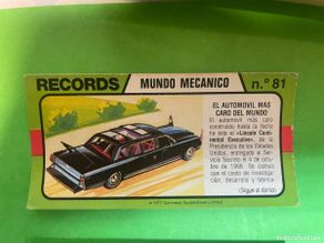 Colecionismo Cromos antigos: Cromo BIMBO. Records. Mundo Mecánico. Nº 81. Automovil más caro del mundo.tdkc1